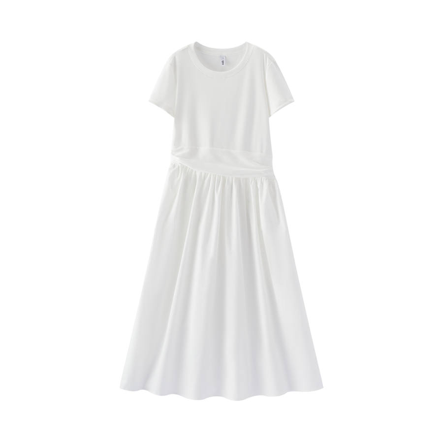 Semir Short Sleeved Dresses Women's Crew Neck Moderate Long