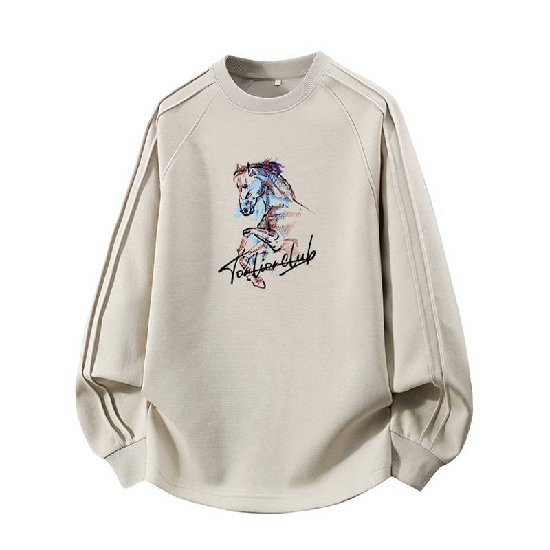 Tonlion Sweatshirts Unisex Crew Neck Moderate Regular