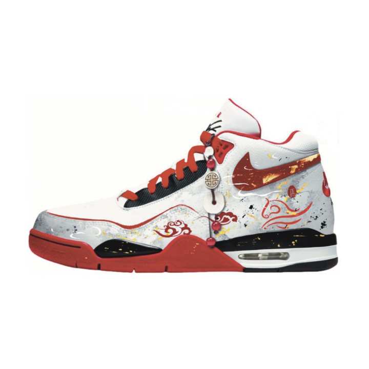 Nike Nike Flight Legacy Fiery Cloud Pattern Coverage Height Increasing Support High top Vintage Basketball Shoes Men's