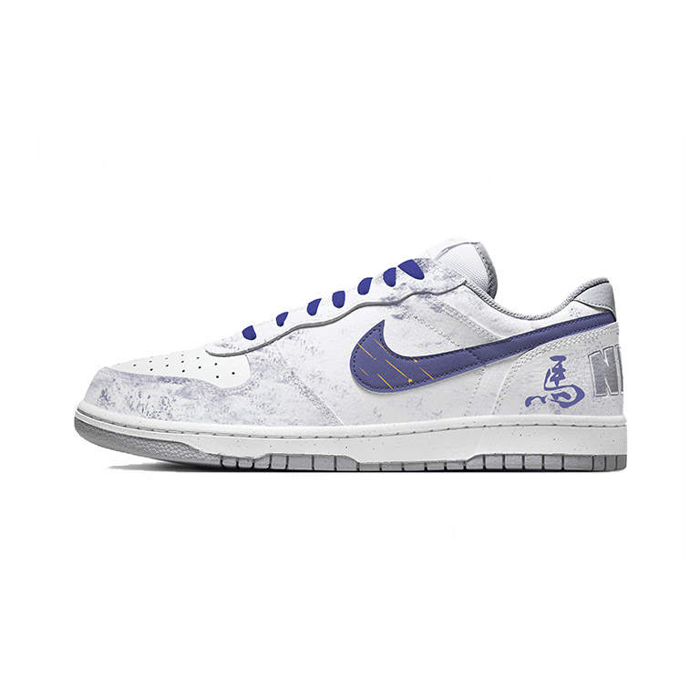 Nike Nike Big Voyage Xingji Leather Coverage Slip Resistant And Abrasion Resistant Low top Skateboard Shoes Men's White Blue
