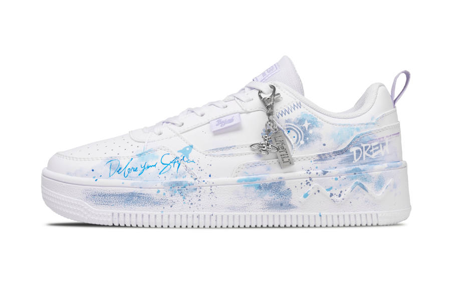 361° Air Force 1 Galaxy Halo Synthetic Leather, Mesh Lightweight Anti Slip Low top Skateboard Shoes Unisex Blue