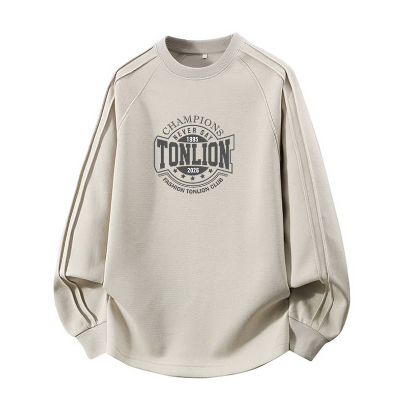 Tonlion Sweatshirts Unisex Crew Neck Moderate Regular