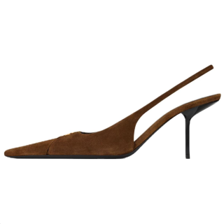 SAINT LAURENT BABYLONE BRETEUIL Slim Heel High Heels 7.5cm Women's Dark Havana Brown