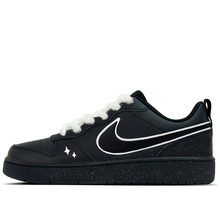 Nike Nike Court Borough Night Black Sweet Star 1 Leather Slip Resistant Abrasion Resistant Low top Kids' Skateboarding Shoes