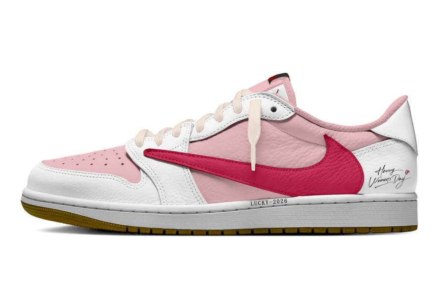 Jordan Travis Scott x Jordan Air Jordan 1 Pink Fuchsia Heartbeat Leather Cushioning Slip Resistant Abrasion Resistant Low top