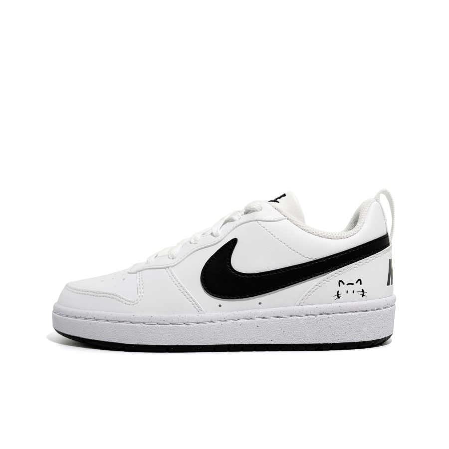 Nike Nike Court Borough Little Black Cat Kids' Skateboarding Shoes Black White Teenagers
