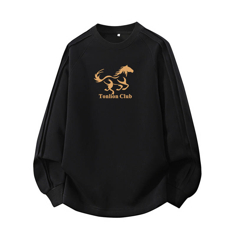 Tonlion Sweatshirts Unisex Crew Neck Moderate Regular