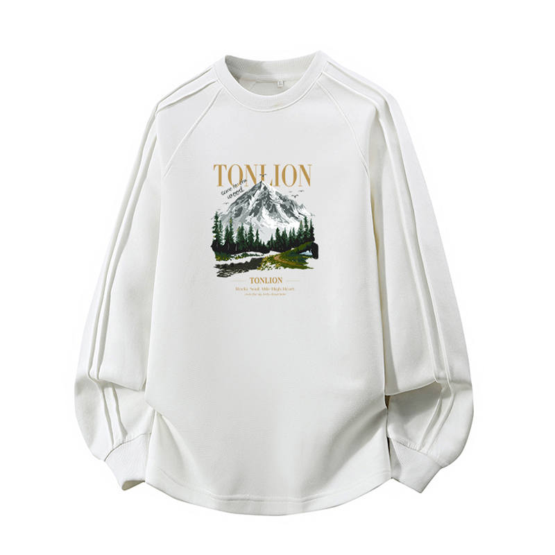 Tonlion Sweatshirts Unisex Crew Neck Moderate Regular