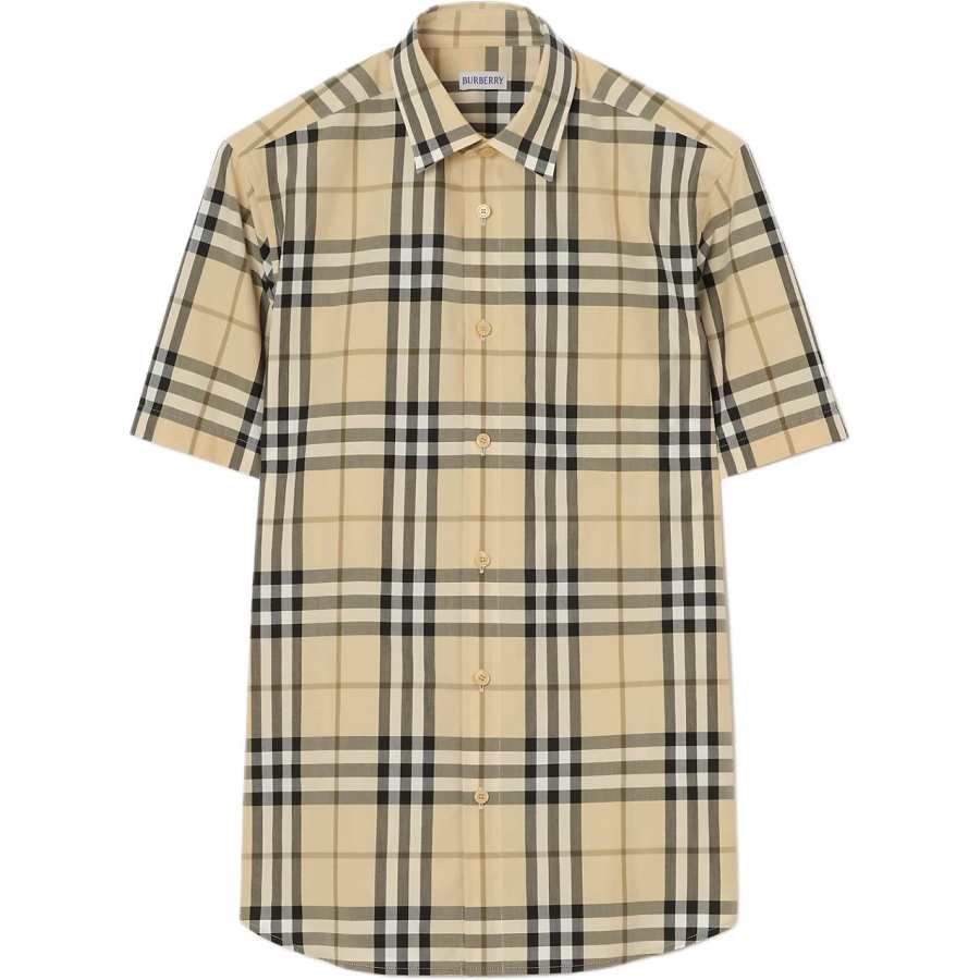 Burberry Shirts Men's Brown Lapel Moderate Straight Fit