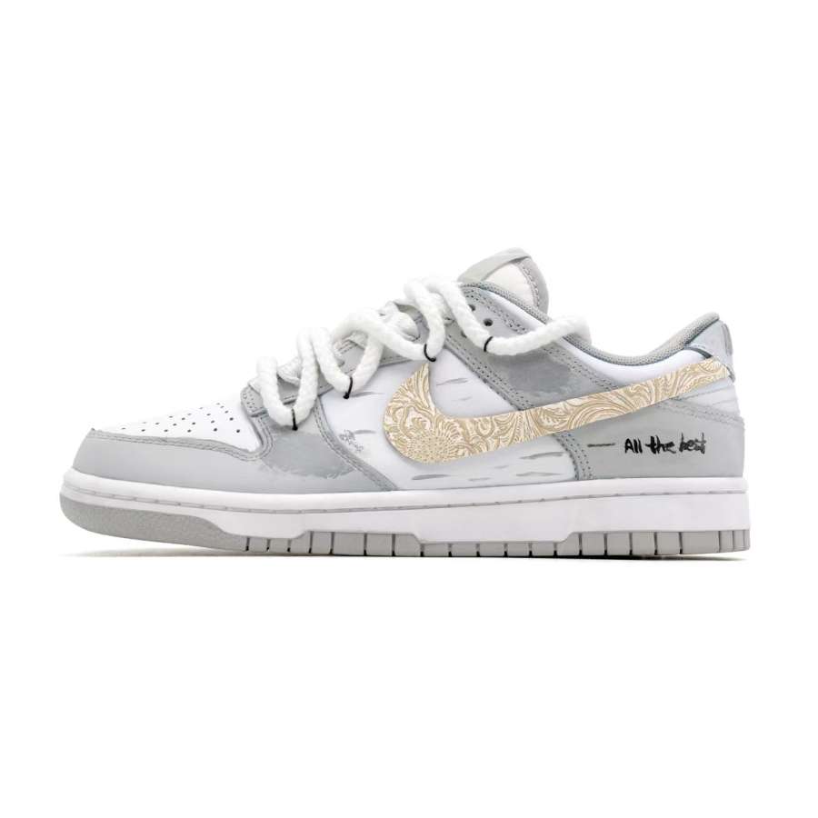 Nike Nike Dunk Silver Frost Gilded Cow Leather Low top Skateboard Shoes Men's Gray