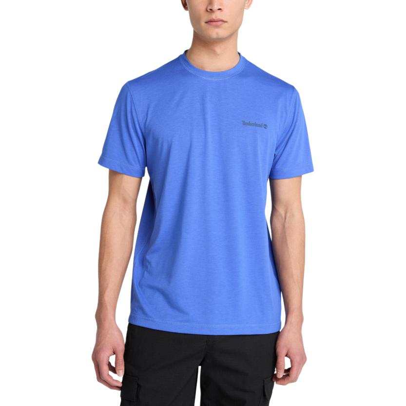 Timberland T Shirts Men's Bright Blue Crew Neck Moderate