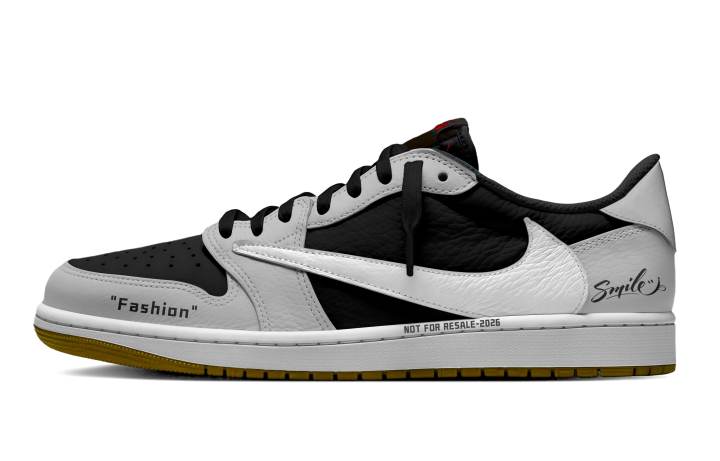 Jordan Travis Scott x Jordan Air Jordan 1 Smiley Face Prohibition Leather Cushioning Slip Resistant Abrasion Resistant
