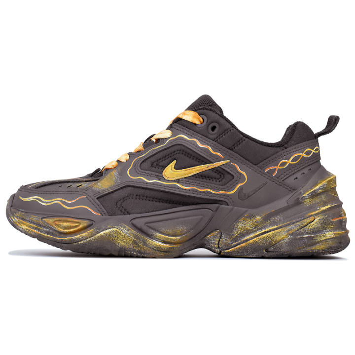 Nike Nike M2K Tekno Slip Resistant Abrasion Resistant Low top Chunky Sneakers Women's Umber Gold