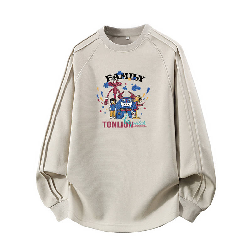 Tonlion Sweatshirts Unisex Crew Neck Moderate Regular
