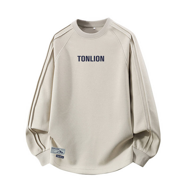 Tonlion Sweatshirts Unisex Crew Neck Moderate Regular