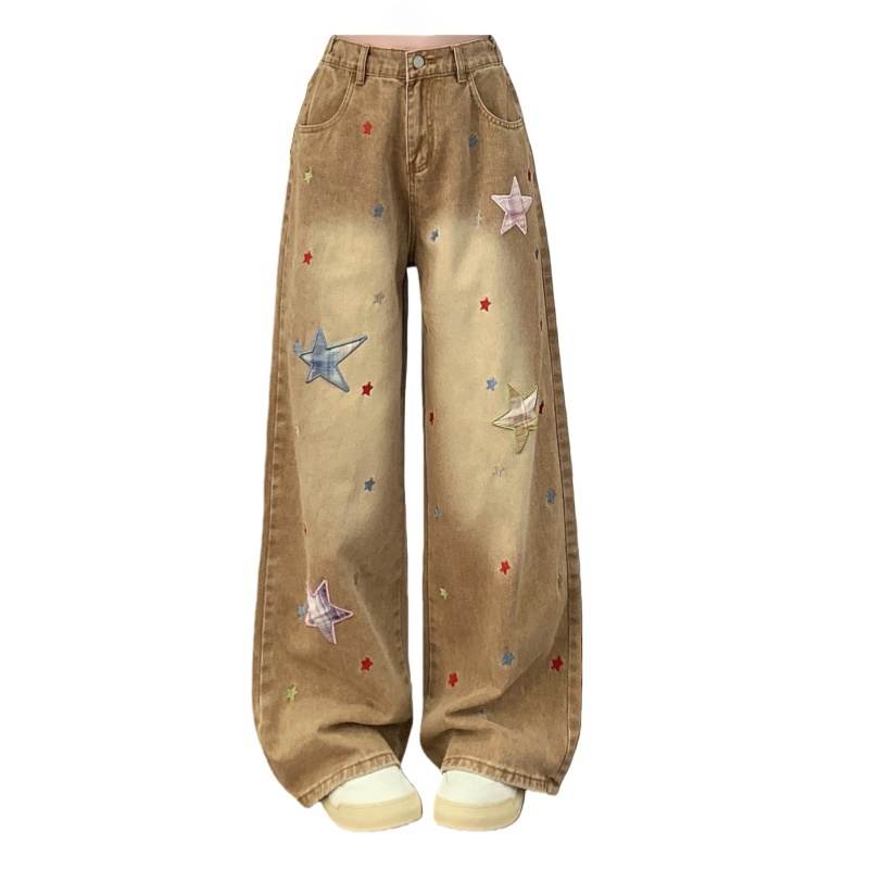 Dear Zhazha Jeans Women's Coffee Moderate Wide Leg Pants