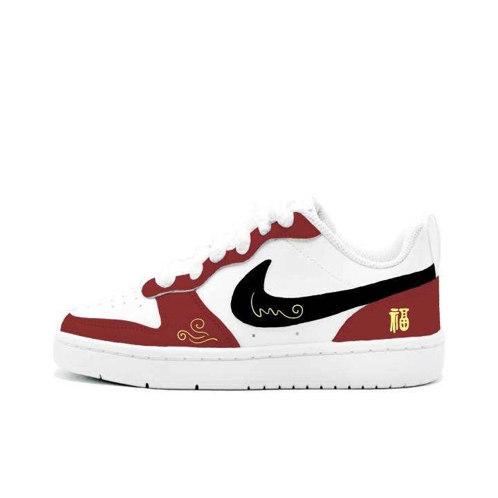 Nike Nike Court Borough 2 Vermilion Ink Grasps Blessing, Kung Fu Rabbit Leather Cushioning Abrasion Resistant Slip Resistant