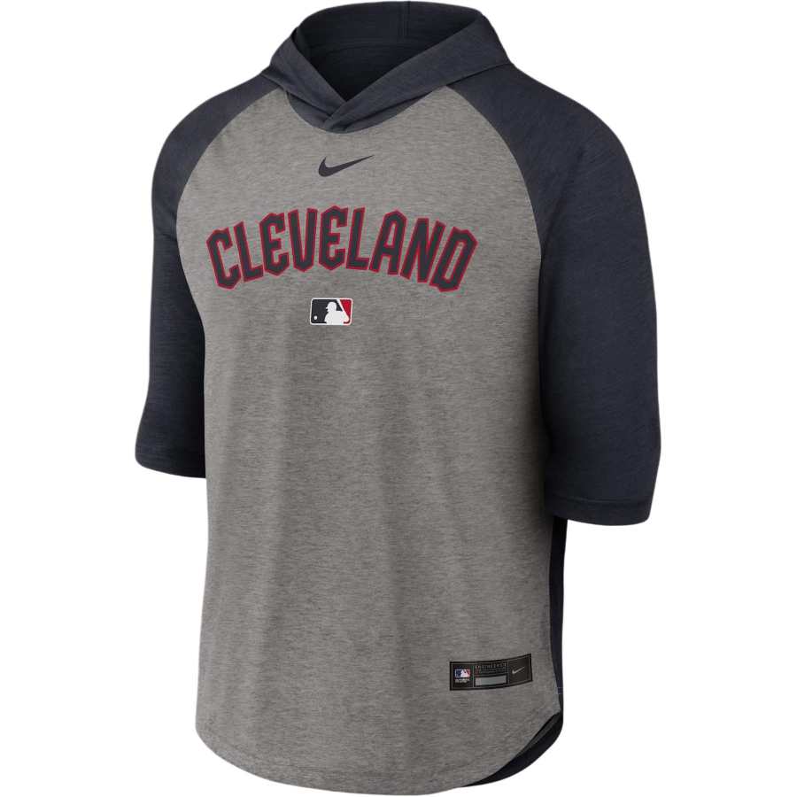 Nike Nike Cleveland Guardians Authentic Collection Flux Men's Nike Dri-FIT Mlb 3/4-Sleeve Hooded T-Shirt