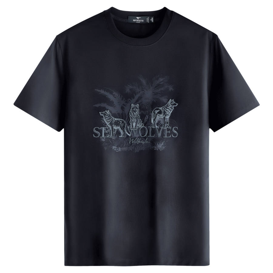 SEPTWOLVES SEPTWOLVES T Shirts Men's Dark Blue Crew Neck