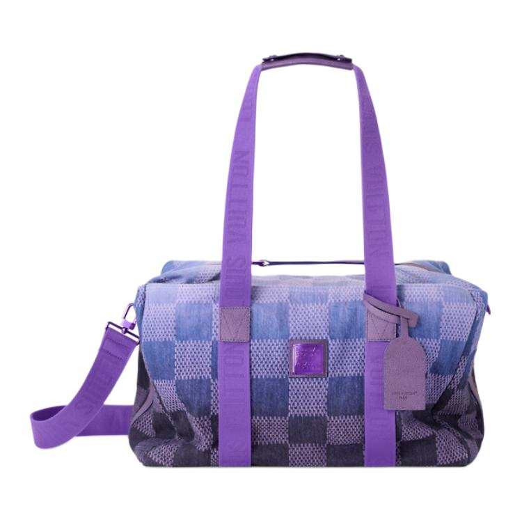 LOUIS VUITTON CruiserDuffle Damier Pigment Denim Fabric Shoulder Bag, Crossbody Bag, Handbag Regular Men's Purple