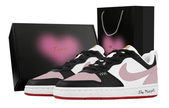 Nike Nike Court Borough Blackberry, Heart Box Low top Skateboard Shoes Unisex Black Pink