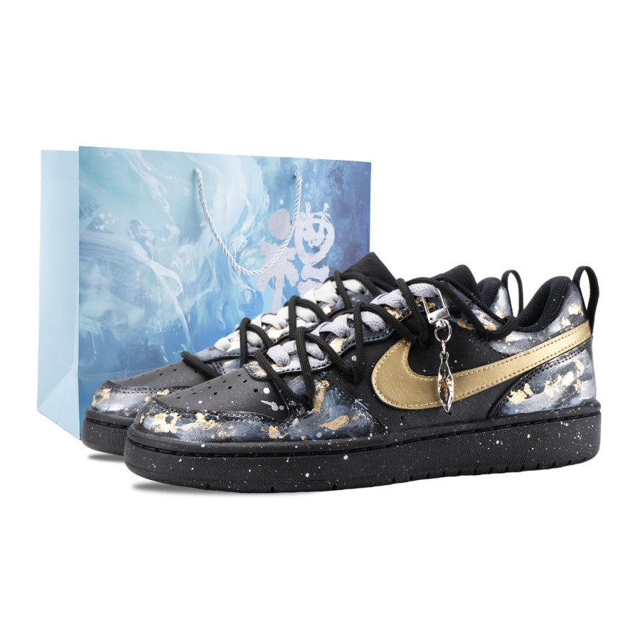 Nike Nike Court Borough Sun Feeding Golden Cicada Slip Resistant Skateboard Shoes Black Gold Kids'