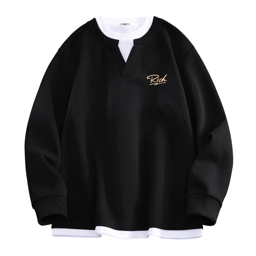 MINISO MINISO Sweatshirts Unisex V Neck Moderate Mock Two Piece
