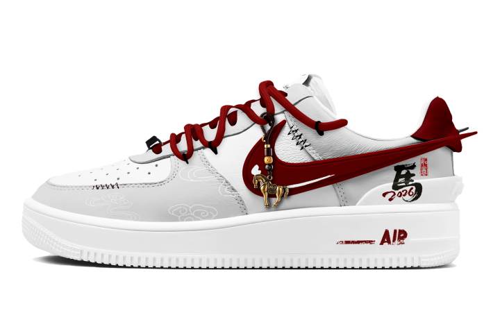 Nike Nike x AMBUSH Air Force 1 Red Crest Horse Shadow Leather Lightweight And Breathable Low top Skateboard Shoes Unisex Red