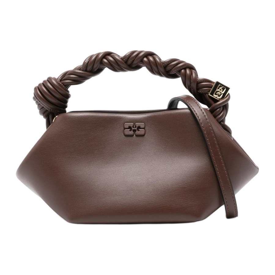 Ganni twisted-handle logo tote bag