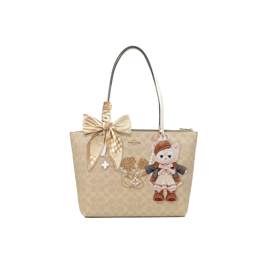 COACH Zip Top Tote Artificial Leather Handbag, Shoulder Bag Large Women's Multicolor