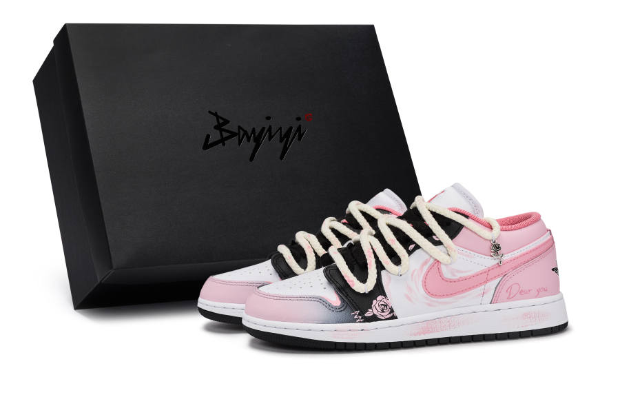 Jordan Jordan Air Jordan 1 Exclusive Love Letter Children's Basketball Shoes Black White Pink Unisex