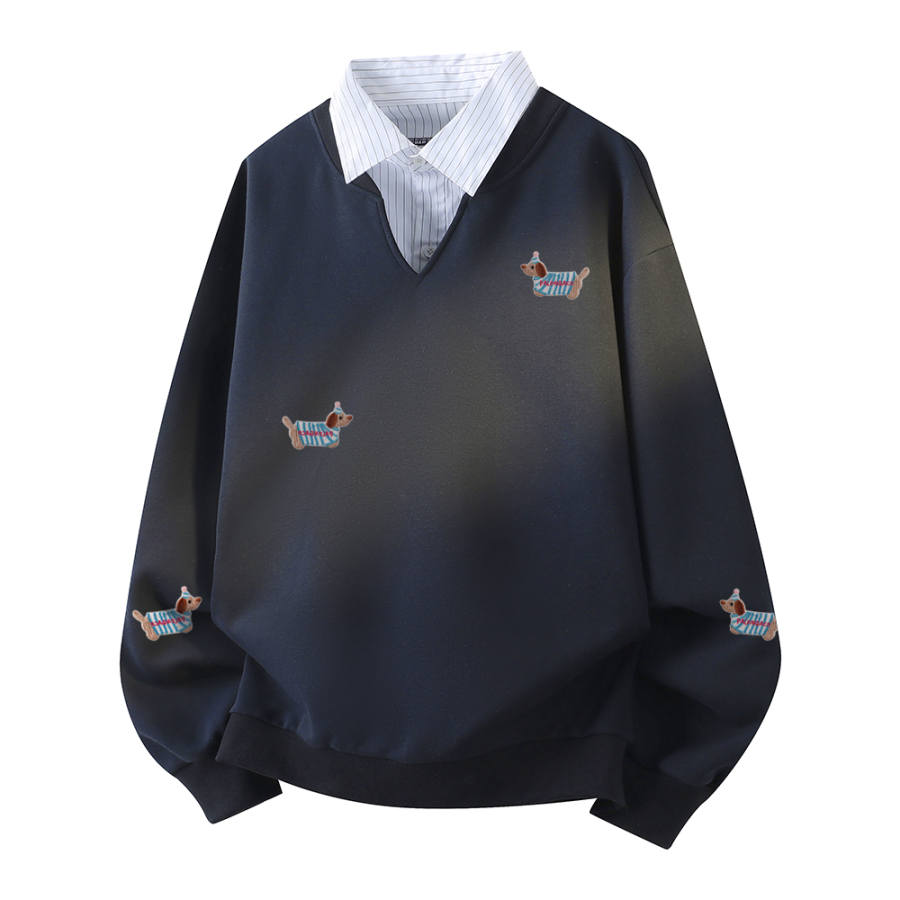 PAL ONGACO Sweatshirts Unisex Shirt Collar Moderate Mock Two Piece
