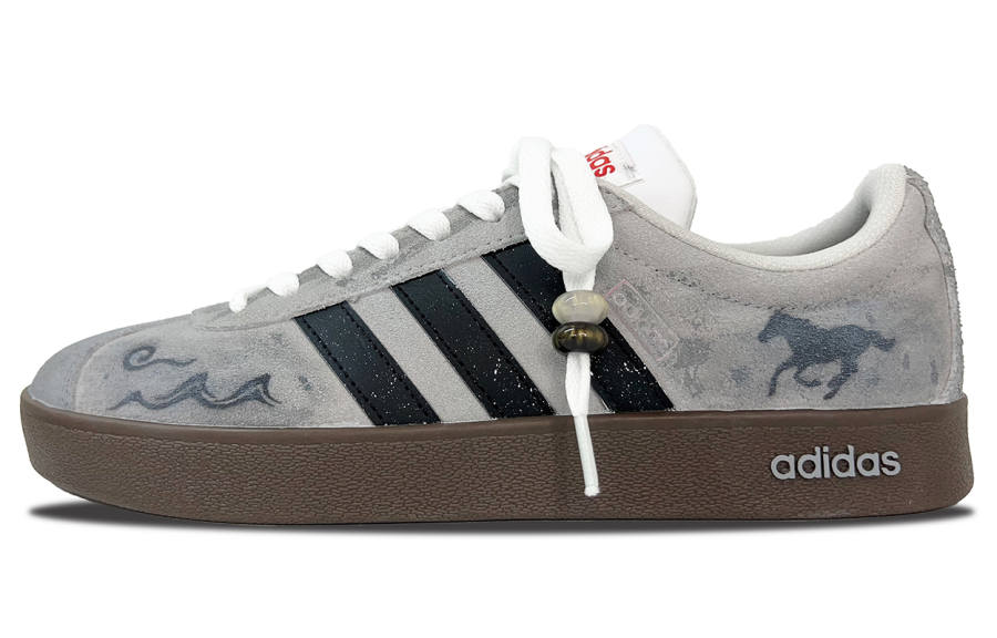 Adidas Adidas VL COURT 2.0 Suede Slip Resistant Abrasion Resistant Low top Skateboard Shoes Unisex Gray