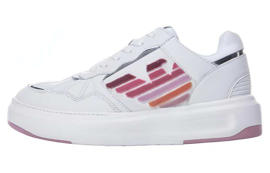EMPORIO ARMANI Leather Low top Skateboard Shoes Women's White