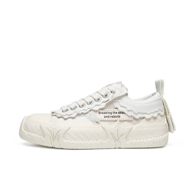 CHOUCHOUS Classic And Versatile Shell off Shoes Top Grain Cow Leather Low top Skateboard Shoes Unisex Eternal White
