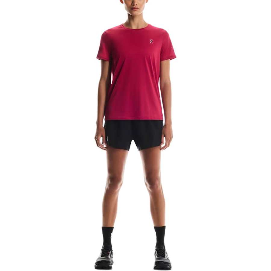 On On T Shirts Women's Red Crew Neck Moderate