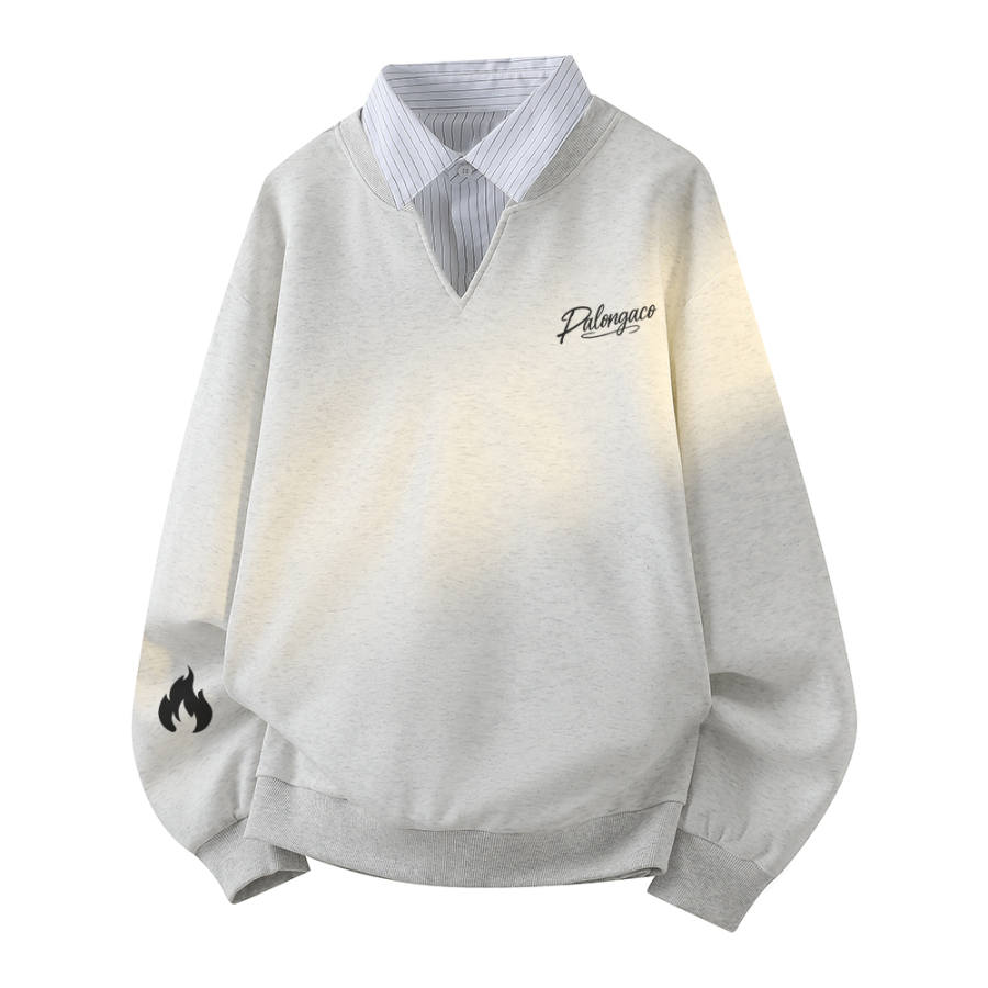 PAL ONGACO Sweatshirts Unisex Shirt Collar Moderate Mock Two Piece
