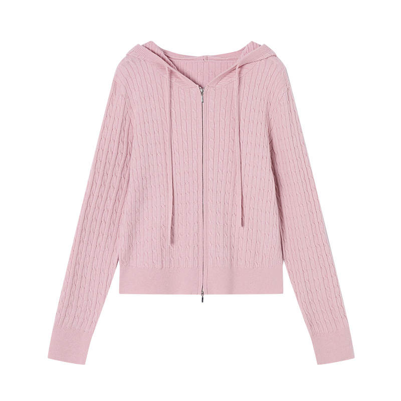 XIANGYING Knitwear Women's Hooded Moderate Cardigan