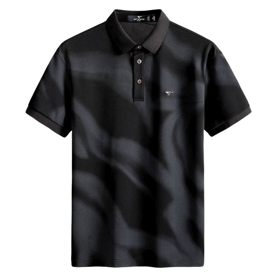SEPTWOLVES Polo Shirts Men's Black Lapel Moderate Straight Fit