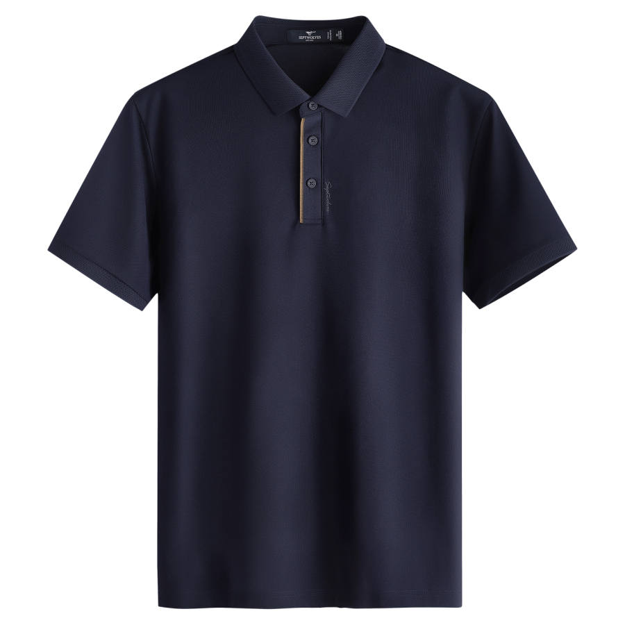 SEPTWOLVES Polo Shirts Men's Dark Blue Lapel Moderate Straight Fit