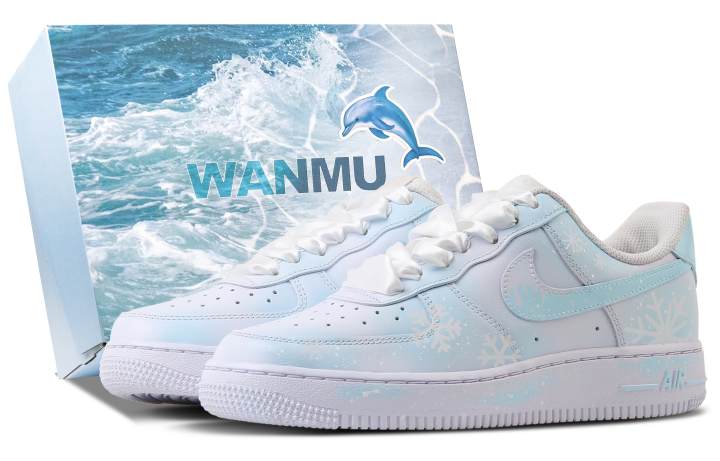 Nike Nike Air Force 1 Mountain Twilight Snow Abrasion Resistant Balance Low top Skateboard Shoes Women's Light Blue