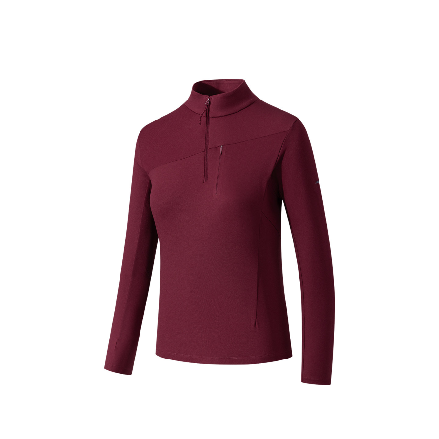 ANTA Knitwear Women's Cinnabar Maple Red Stand Collar Moderate