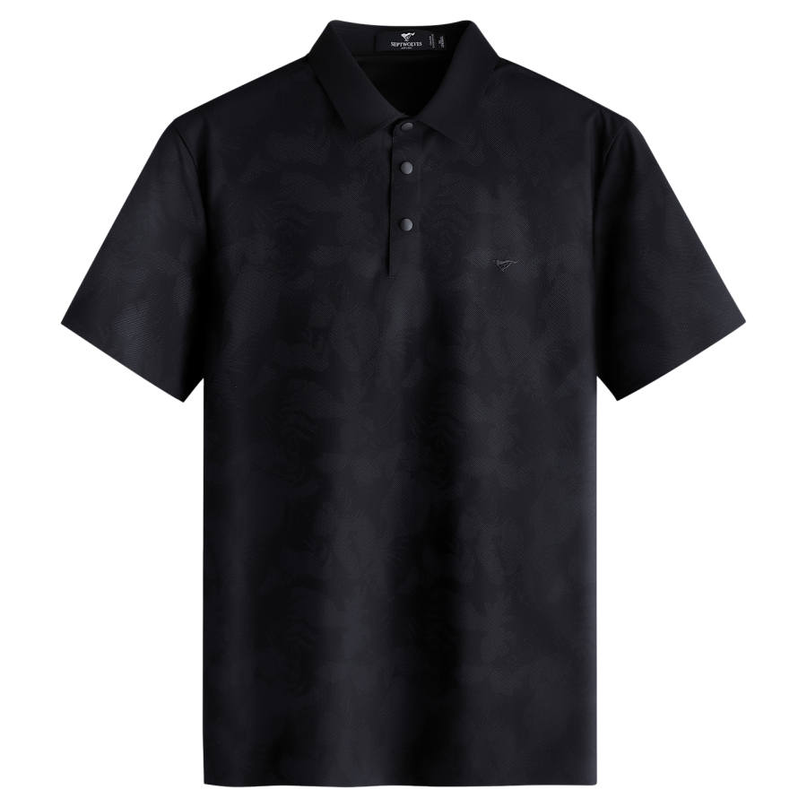 SEPTWOLVES Polo Shirts Men's Black Polo Collar Moderate Straight Fit