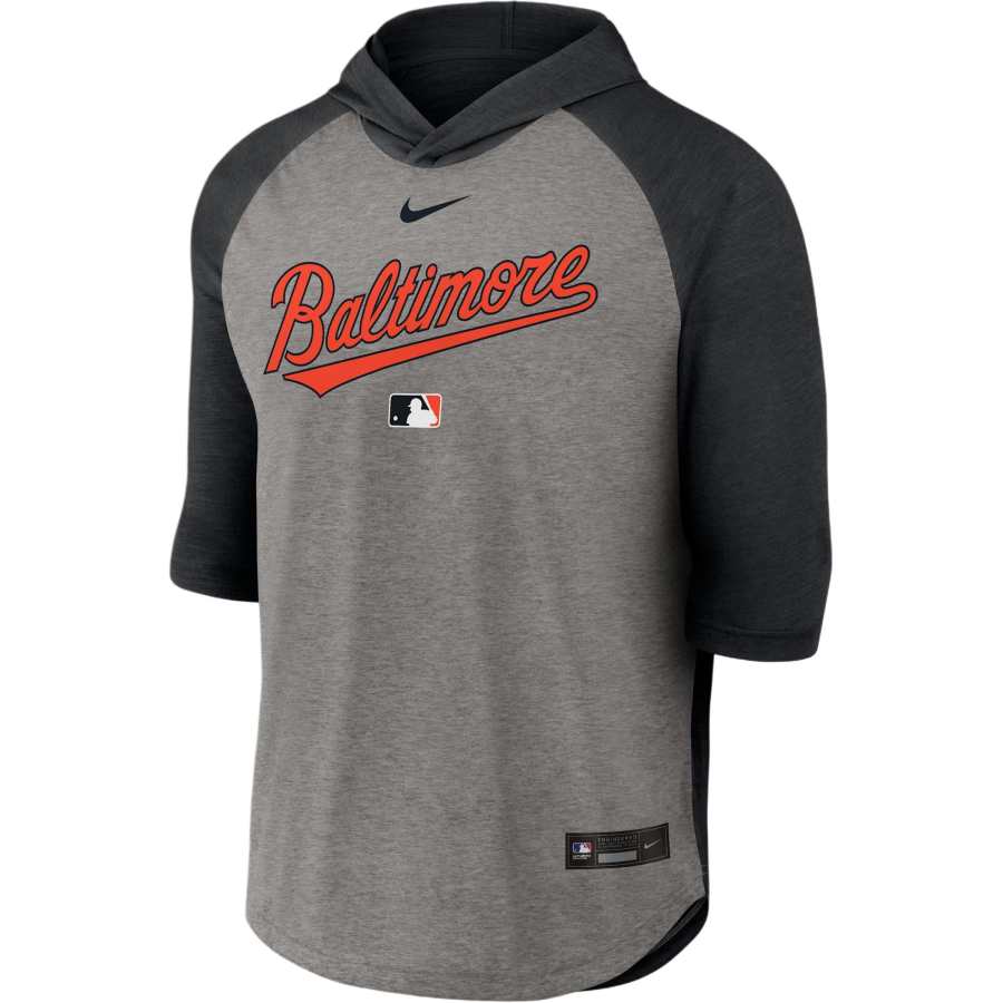 Nike Nike Baltimore Orioles Authentic Collection Flux Men's Nike Dri-FIT Mlb 3/4-Sleeve Hooded T-Shirt