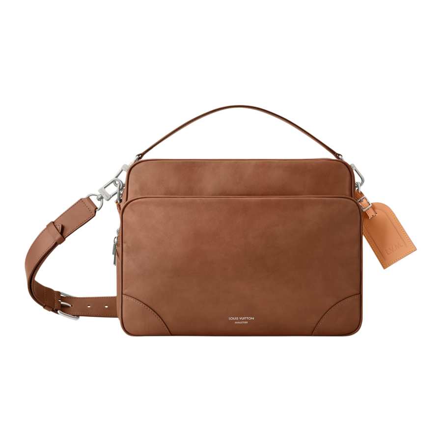 LOUIS VUITTON Nil Cow Leather Shoulder Bag, Crossbody Bag, Handbag Extra Large Men's Caramel