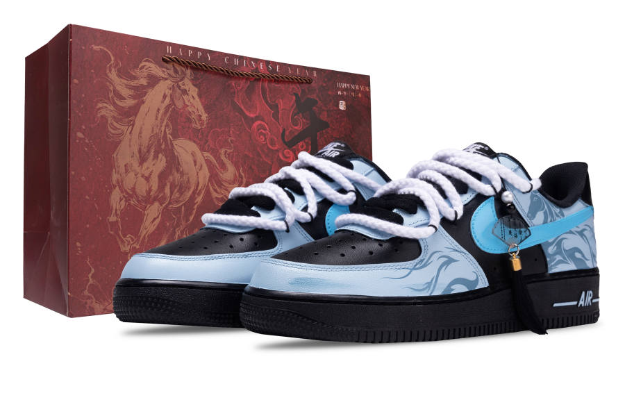 Nike Nike Air Force 1 Guanzaizi Abrasion Resistant Abrasion Resistant Low top Skateboard Shoes Unisex Blue Black