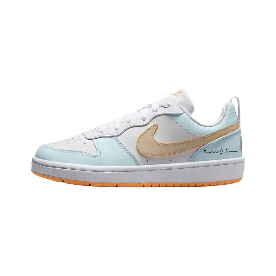 Nike Nike Court Borough Heartfelt Signal Breathable And Slip Resistant Low top Skateboard Shoes Women's White Blue Beige