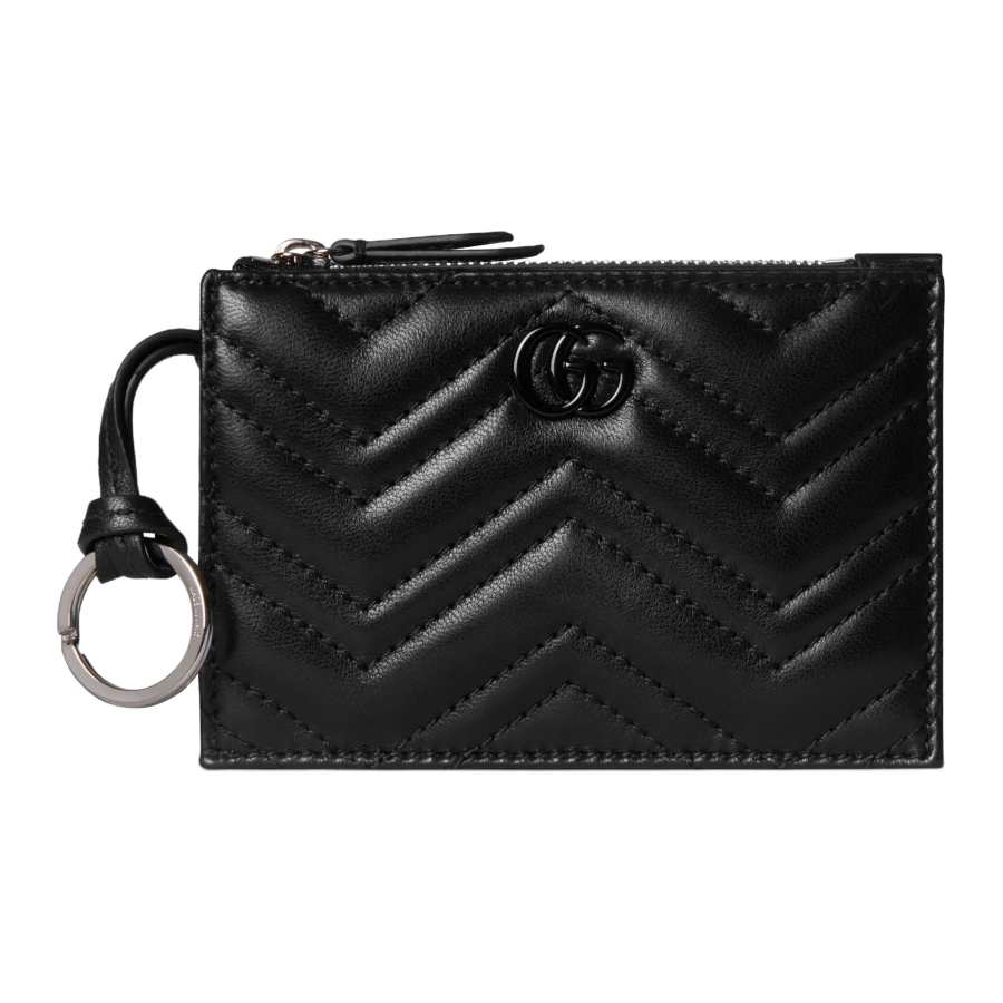 GUCCI GG Marmont Nappa Leather Key Pouch Women's Black