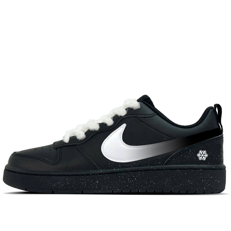 Nike Nike Court Borough Ink Snow Leather Slip Resistant Abrasion Resistant Low top Kids' Skateboarding Shoes Black Teenagers