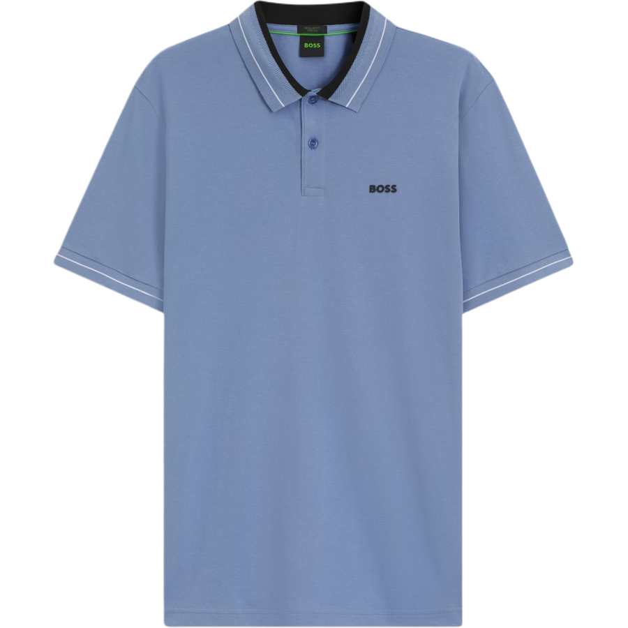 HUGO BOSS Polo Shirts Men's Light Blue Polo Collar Moderate Straight Fit
